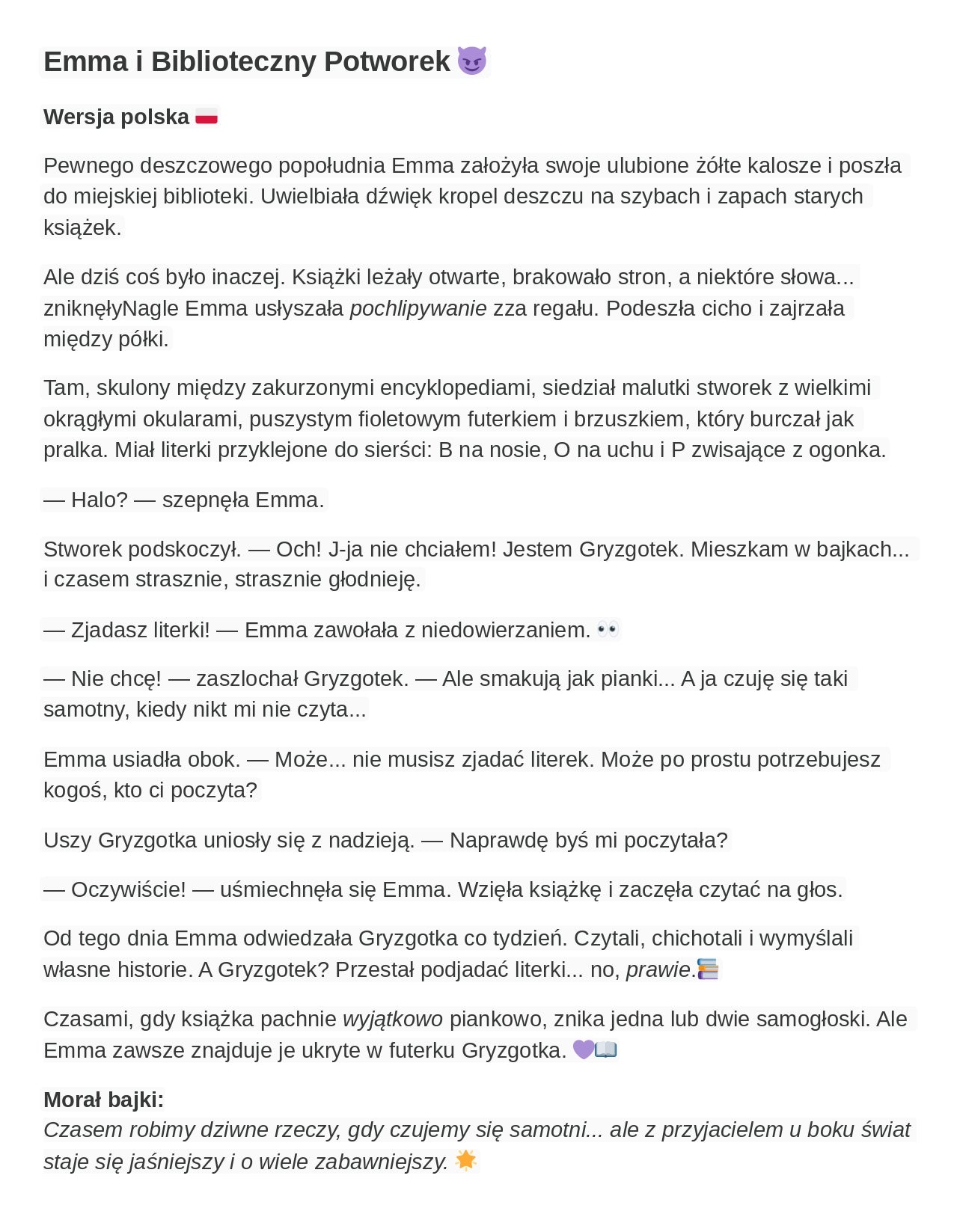 Emma i Biblioteczny potworek