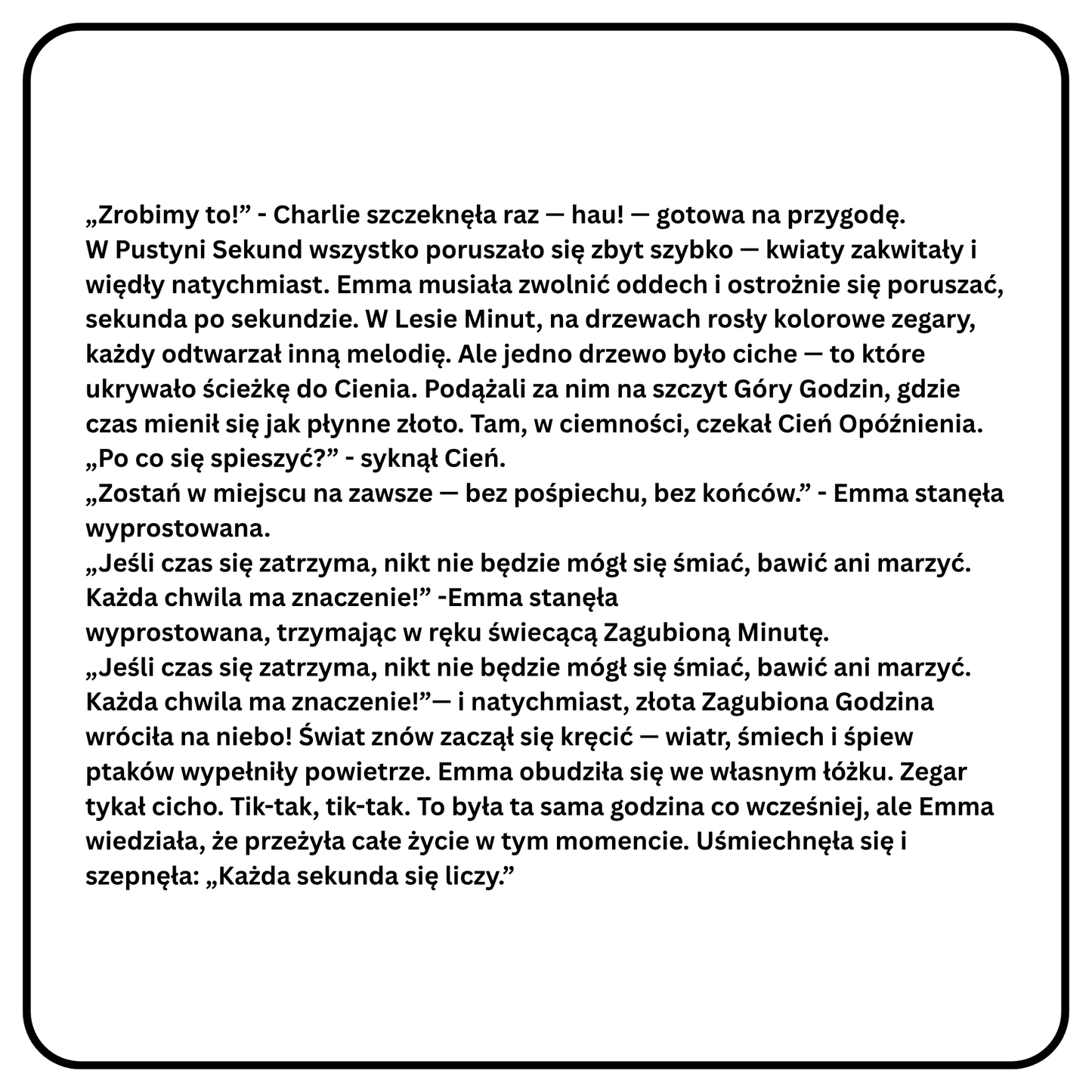 Nauka języka przez magiczną przygodę! Pobierz "Zagubioną Godzinę" – kompletny pakiet PDF zawierający dwujęzyczne opowiadanie (PL/EN), słowniczek i kreatywną kolorowankę.