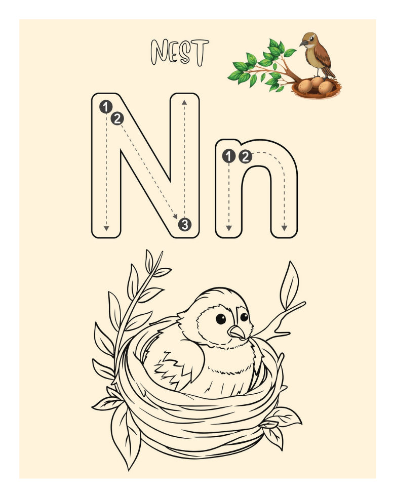 Traced letters- kolorowanka do nauki pisania przez zabawę