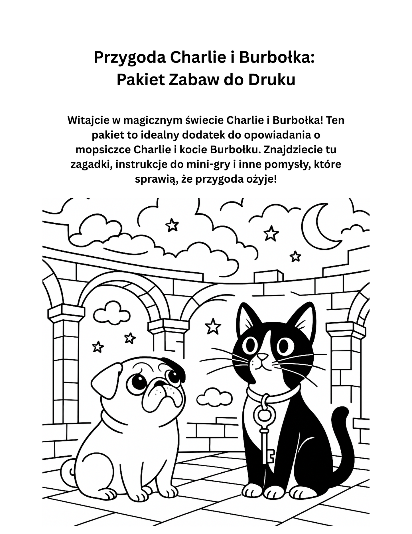 Przygoda Charlie i Burbołka: Magiczny Pakiet Zabaw do Druku (PDF)