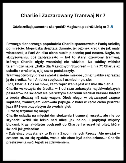 E-book + Kolorowanki: „Charlie i Zaczarowany Tramwaj Nr 7” (PDF do druku)