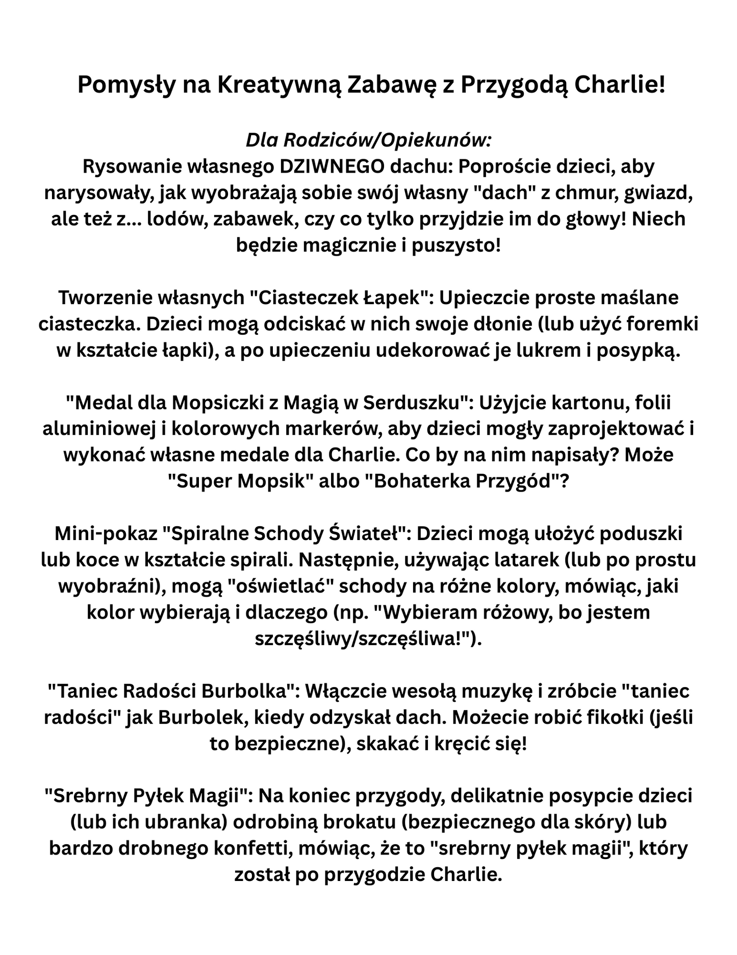 Przygoda Charlie i Burbołka: Magiczny Pakiet Zabaw do Druku (PDF)