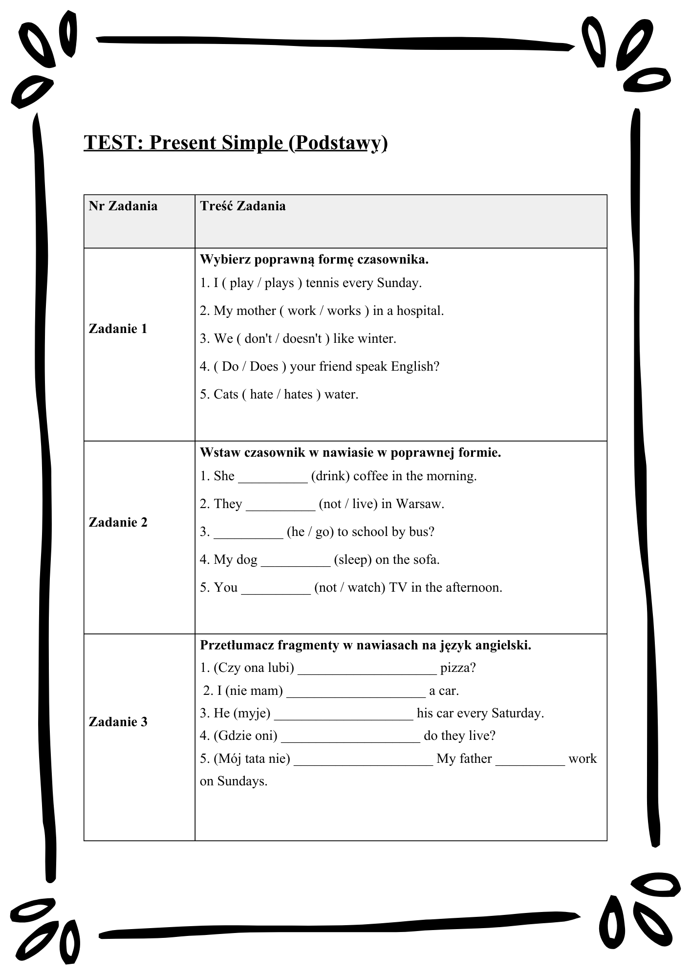 English Tenses Mastery/ Angielskie czasy– Kompletny Zestaw Ćwiczeń (12 Czasów + Klucz Odpowiedzi)