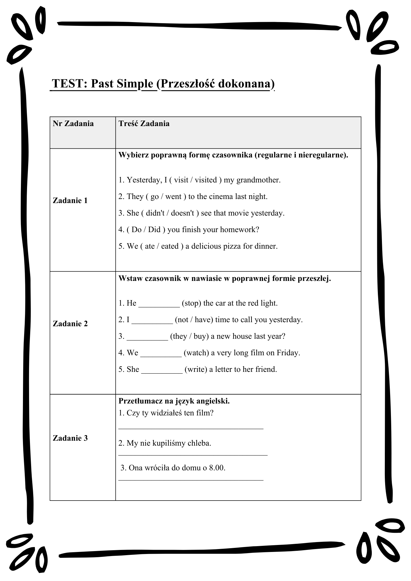 English Tenses Mastery/ Angielskie czasy– Kompletny Zestaw Ćwiczeń (12 Czasów + Klucz Odpowiedzi)