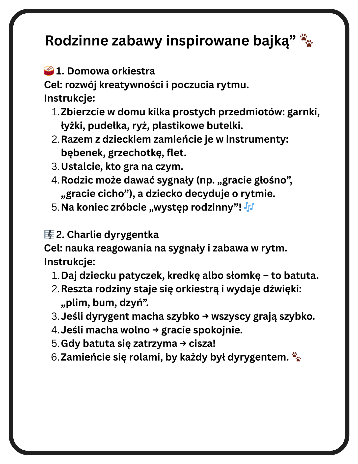 Charlie i Orkiestra Myszek. Zabawne opowiadanie o przygodach Czarnej Mopsiczki Charlie, a także zabawy dla Rodziców i Dzieci inspirowane tym właśnie opowiadaniem. Znajdziesz tam kilka stron do pokolorowania. Wszystko w wersji PDF gotowej do druku.