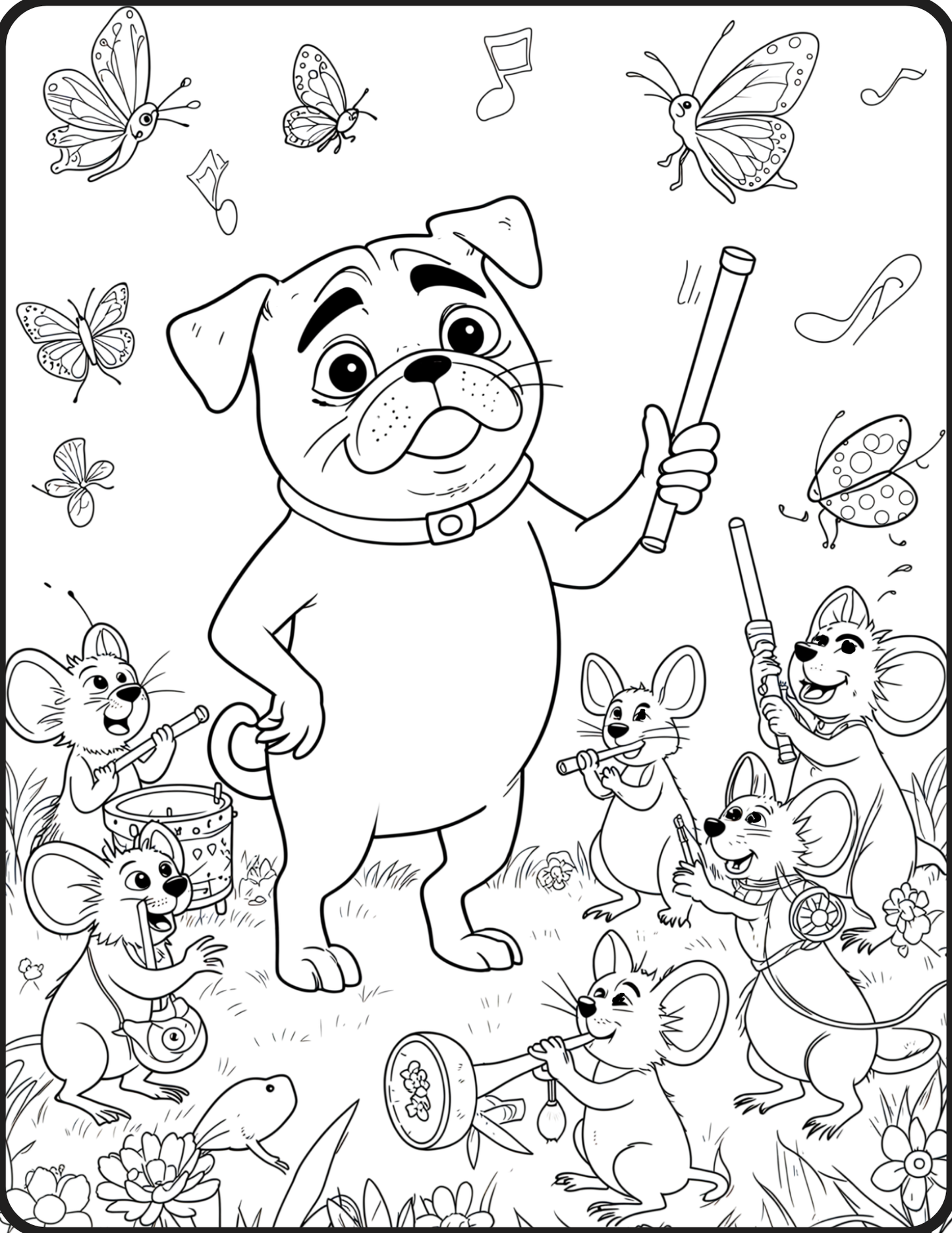 Charlie i Orkiestra Myszek. Zabawne opowiadanie o przygodach Czarnej Mopsiczki Charlie, a także zabawy dla Rodziców i Dzieci inspirowane tym właśnie opowiadaniem. Znajdziesz tam kilka stron do pokolorowania. Wszystko w wersji PDF gotowej do druku.