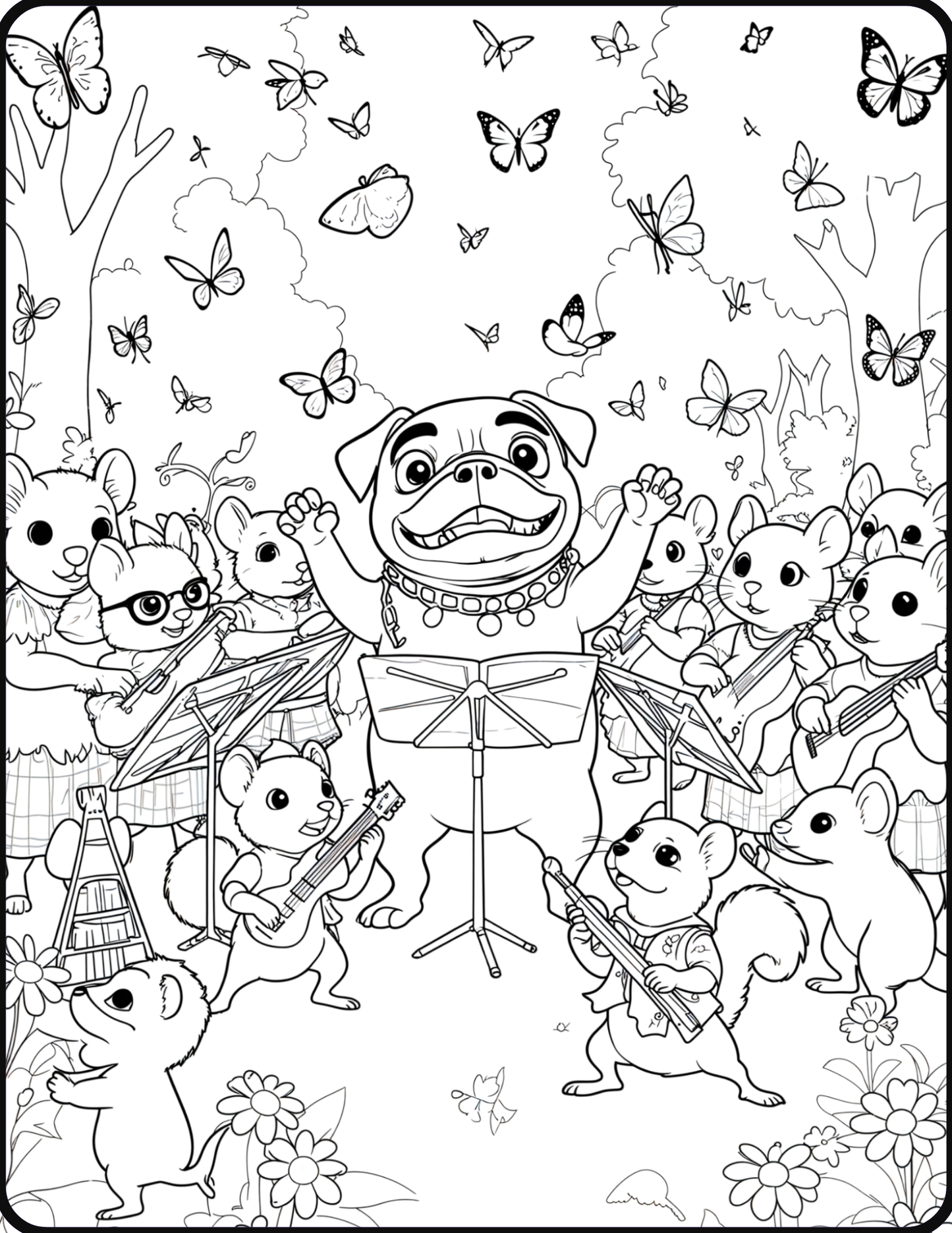 Charlie i Orkiestra Myszek. Zabawne opowiadanie o przygodach Czarnej Mopsiczki Charlie, a także zabawy dla Rodziców i Dzieci inspirowane tym właśnie opowiadaniem. Znajdziesz tam kilka stron do pokolorowania. Wszystko w wersji PDF gotowej do druku.