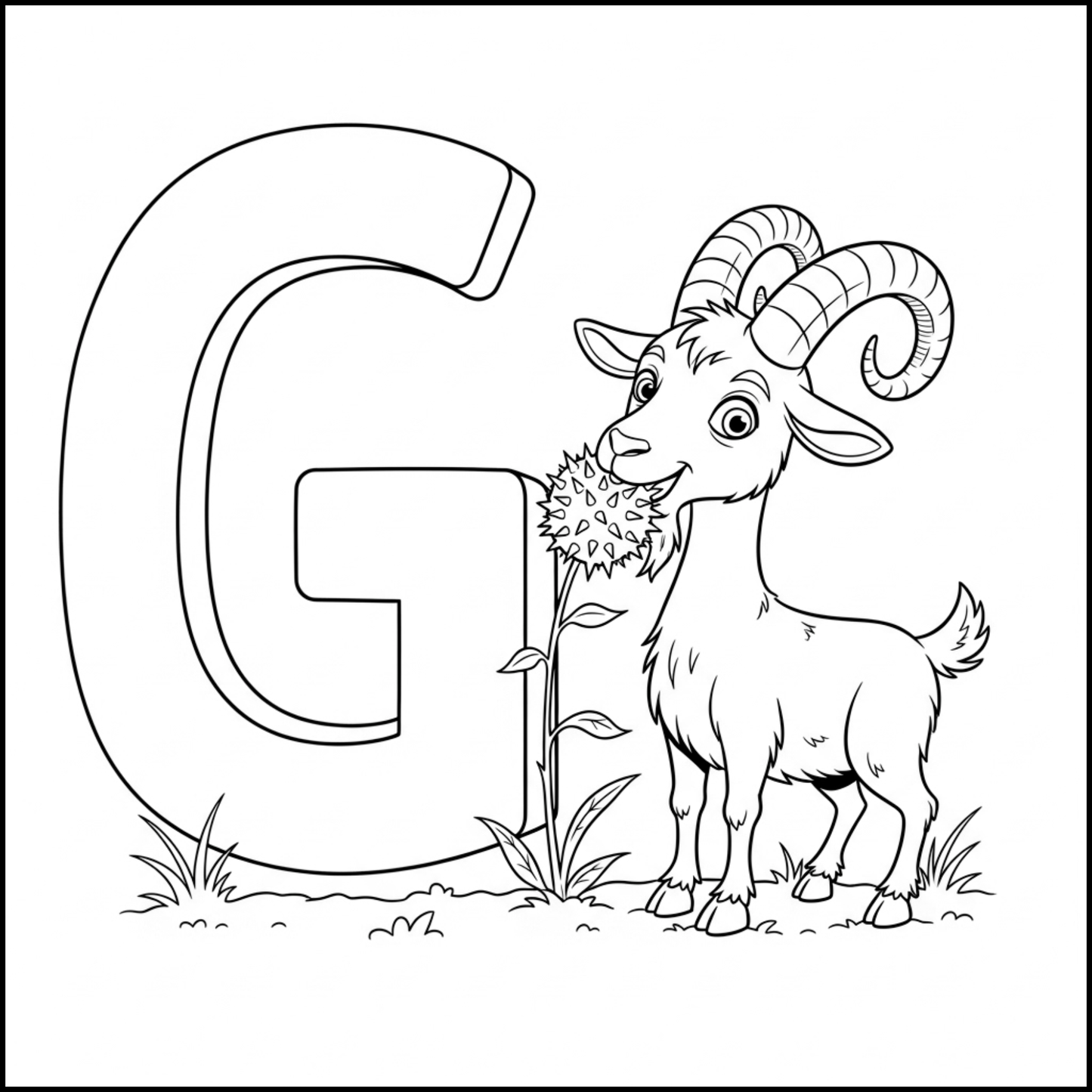 Edukacyjna kolorowanka z alfabetem A–Z dla dzieci. Proste czarno-białe ilustracje do druku, nauka liter, ćwiczenie rączki i kreatywna zabawa dla przedszkolaków.